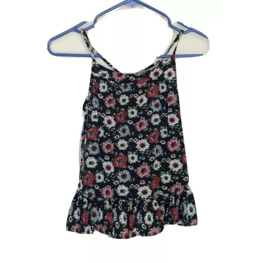 Forever 21 Girls Size 11 Size 12 Spaghetti Cross Straps Blouse Tank Top Floral